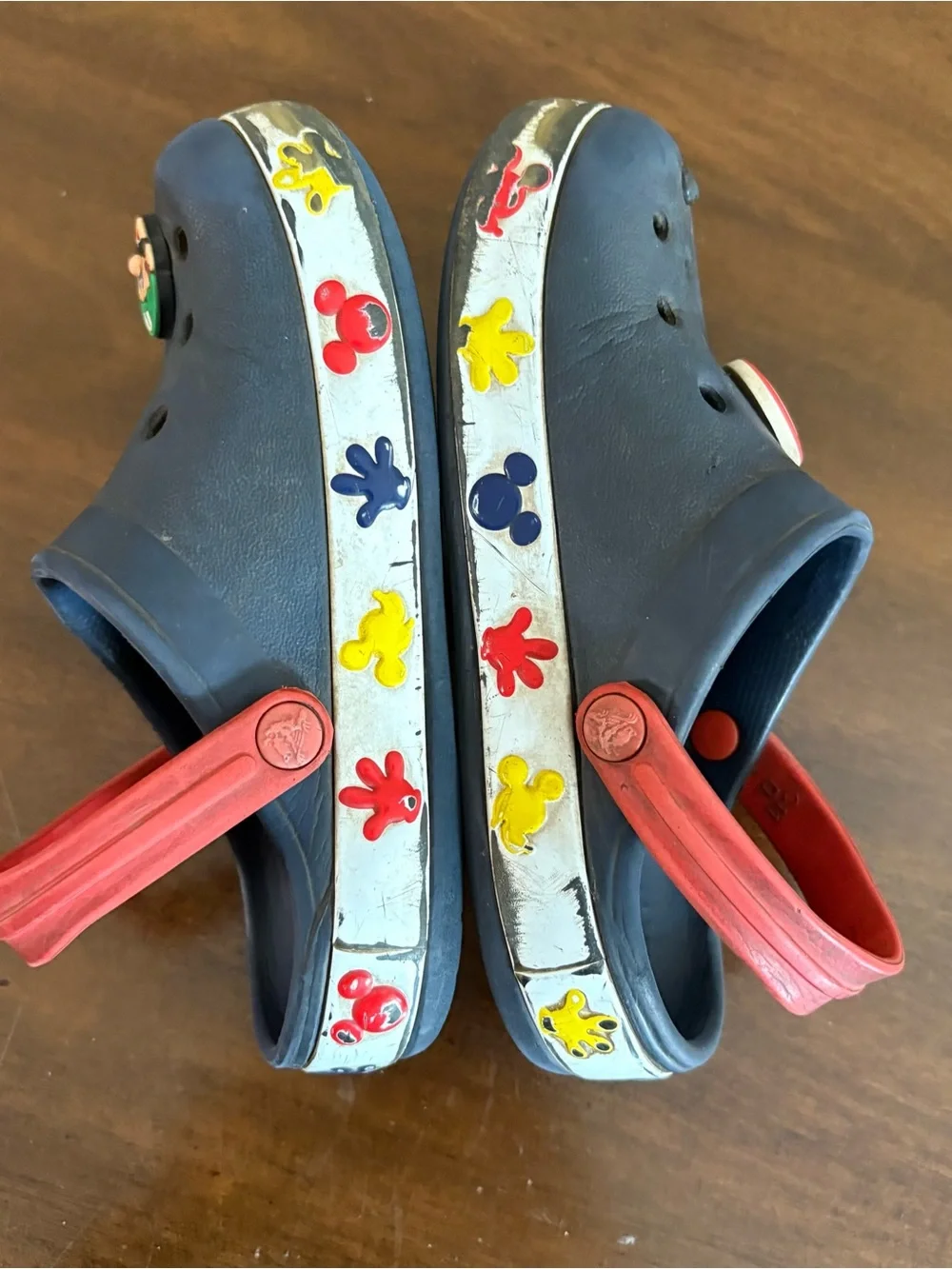 Crocs Kids Sandals Size 11 Blue Mickey Mario Fair Condition Beach Play